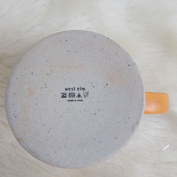 West Elm Wax Resist Monogram Coffee Mug Letter S Off Wht /tan /yel Stoneware - Picture 3 of 3